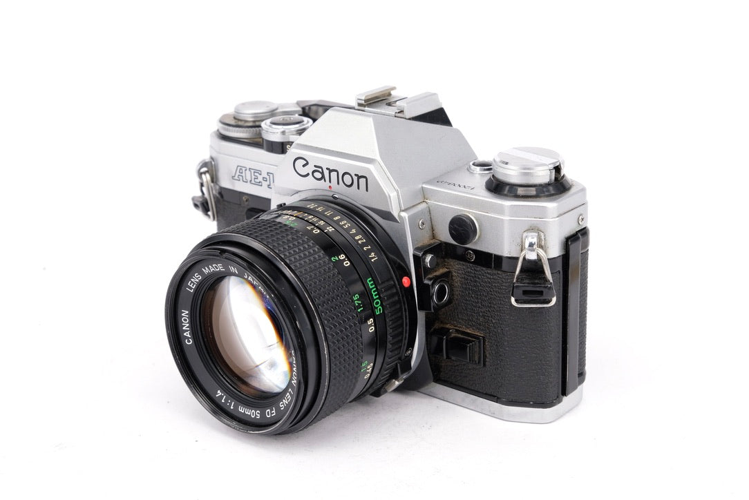 Used Canon AE-1 + 50mm f/1.8 35mm SLR Camera