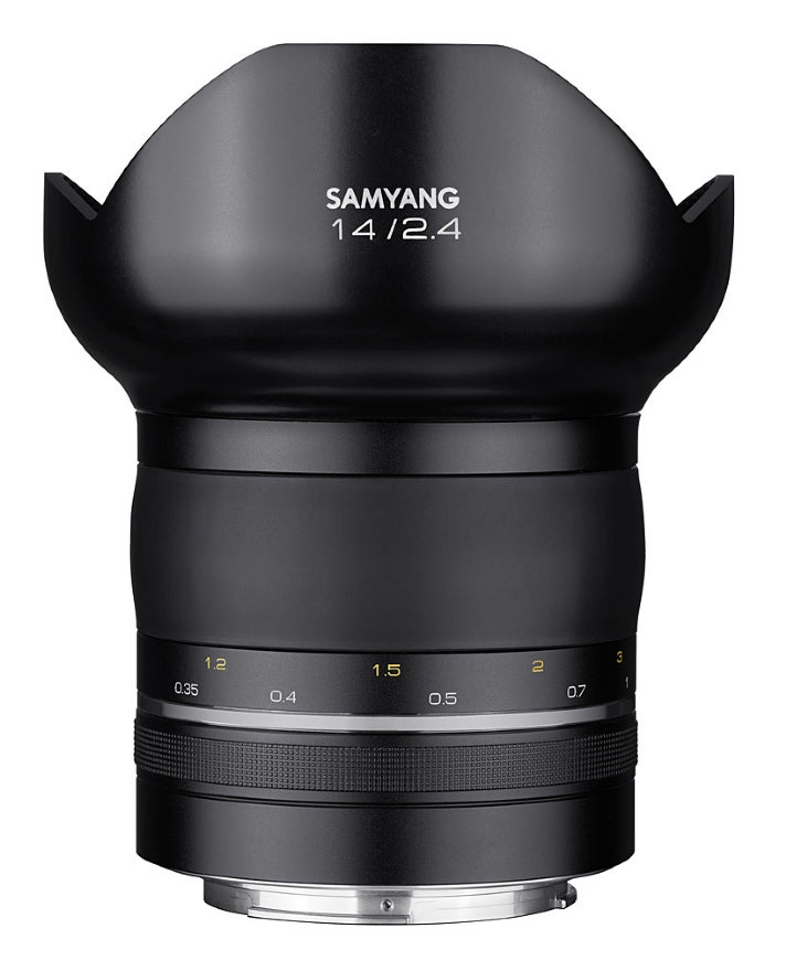 Samyang XP 14mm F2.4 Lens for CANON AE - upright side view
