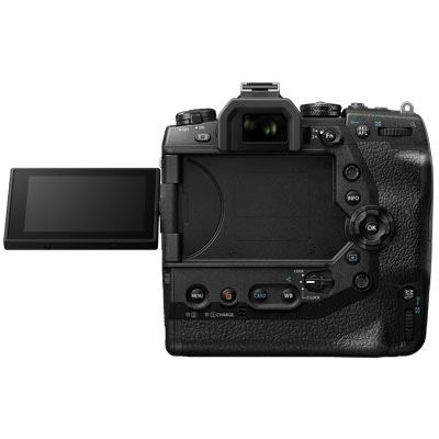 Olympus OM-D E-M1X Digital Camera Body - back view with extended monitor