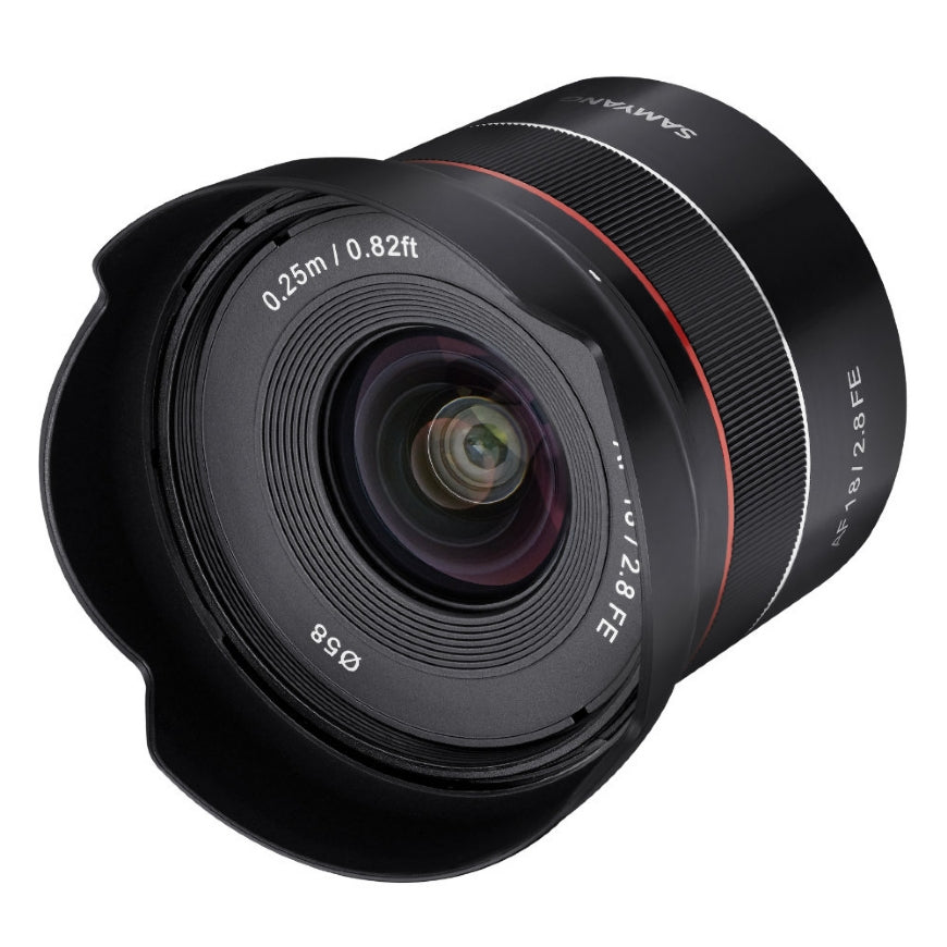 Samyang AF 18mm F2.8 SONY FE Lens - front view