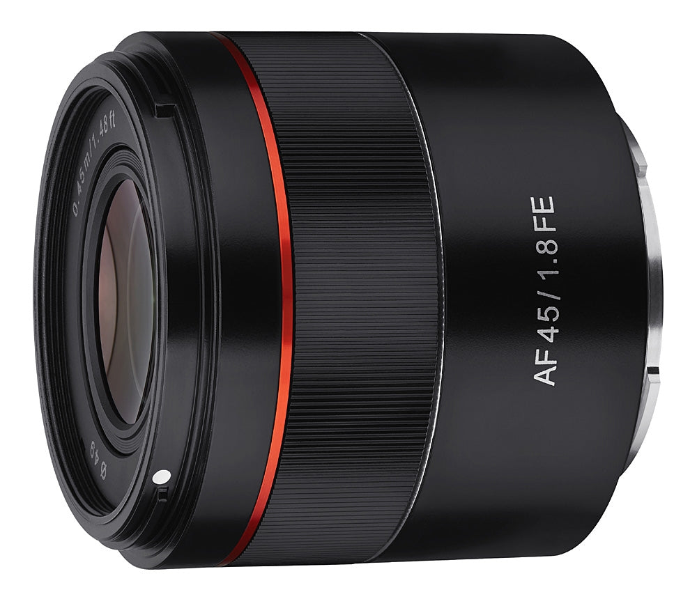 Samyang AF 45mm F1.8 SONY FE Lens side view without lens hood