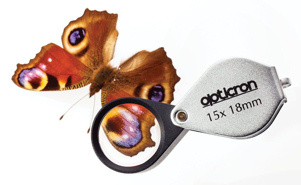 Opticron Folding Metal Loupe Magnifier 15x 18mm in action