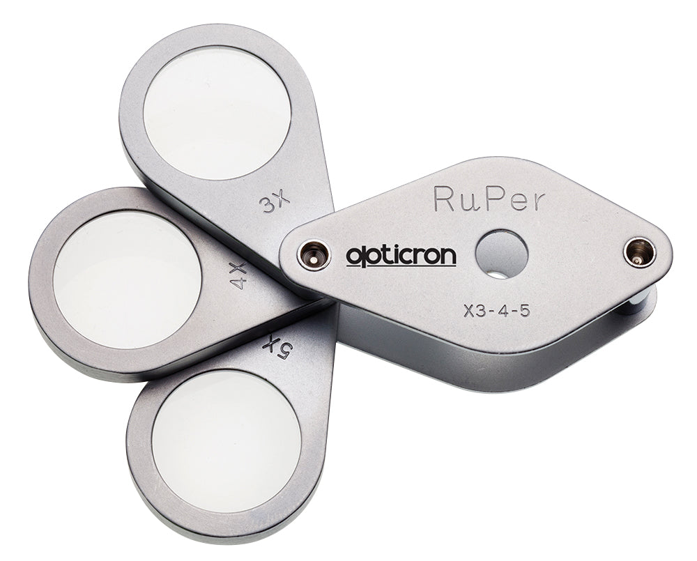 Opticron Folding Metal Loupe Magnifier 3x, 4x, 5x 20mm triple