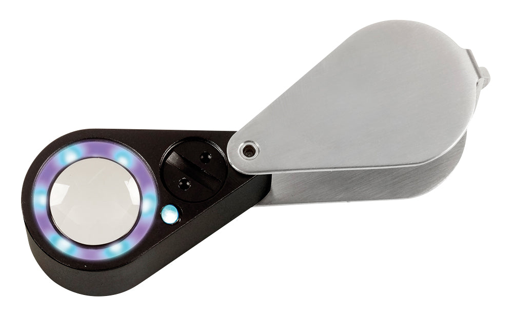 Opticron Folding Metal Loupe Magnifier with LED and UV Light 15x 21mm