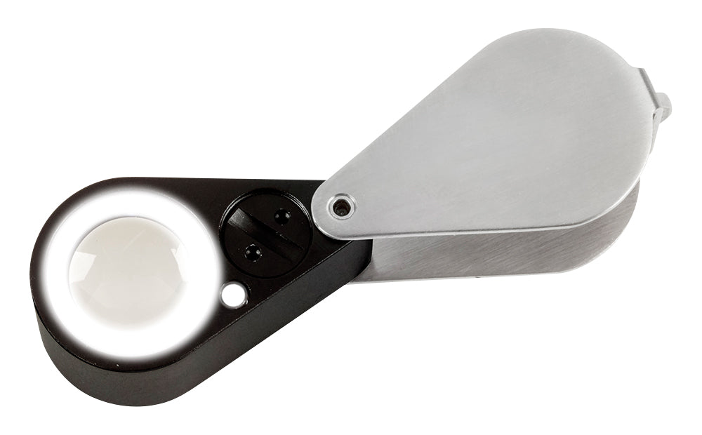 Opticron Folding Metal Loupe Magnifier with LED and UV Light 15x 21mm