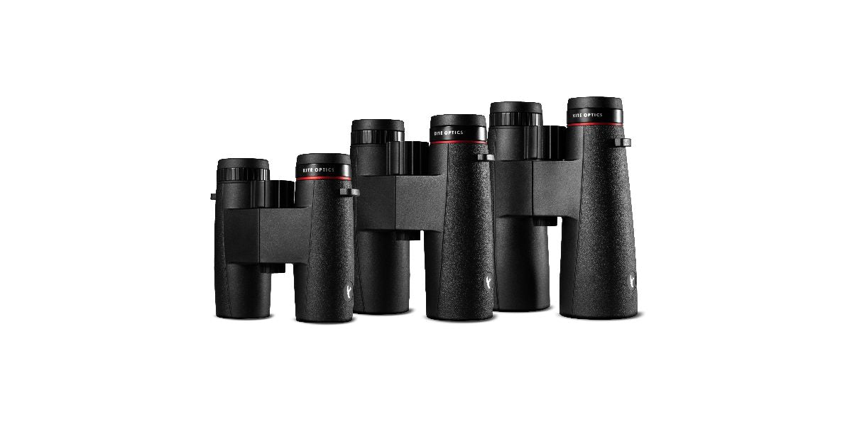 Kite Optics Ursus Binoculars - 32mm, 42mm and 50mm - comparison of sizes