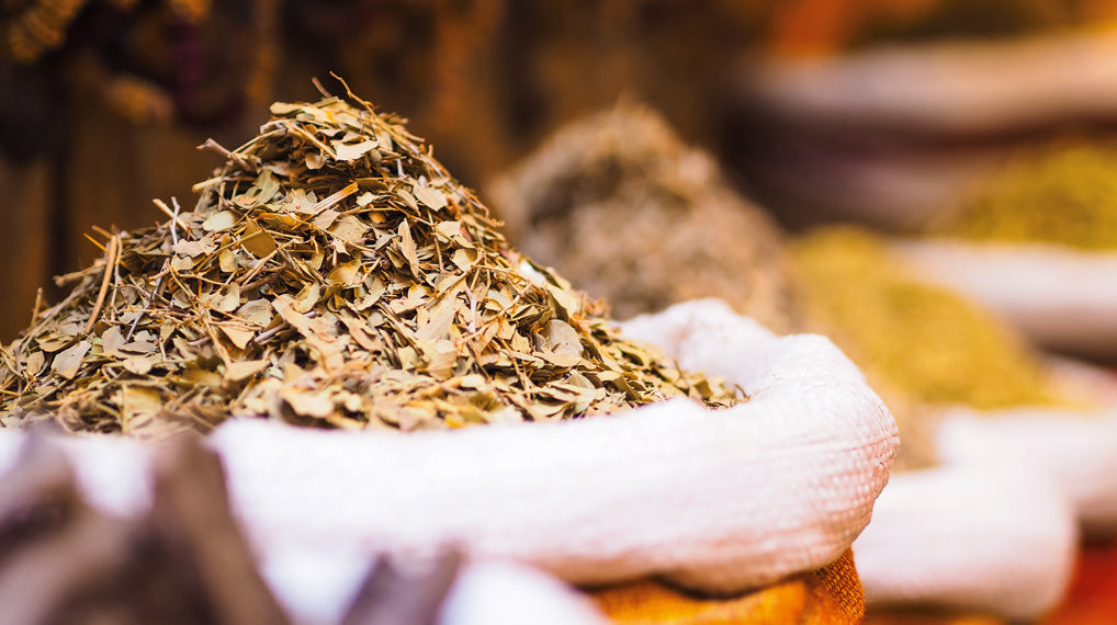 Close up image of dried herbs