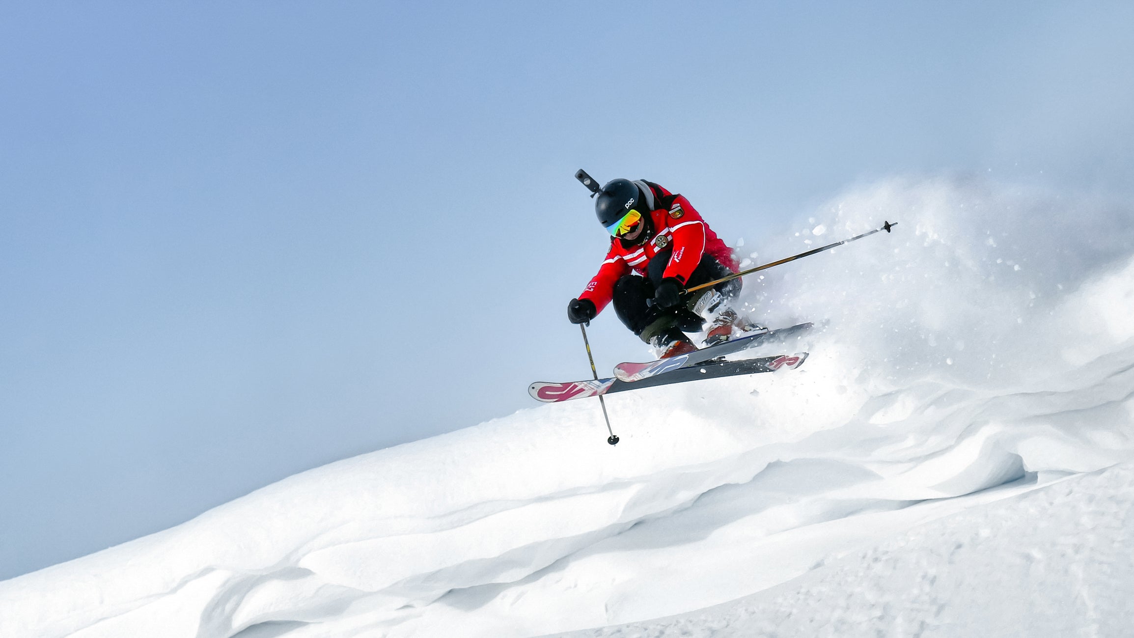 Insta360 ONE X2 - used on helmet by skier