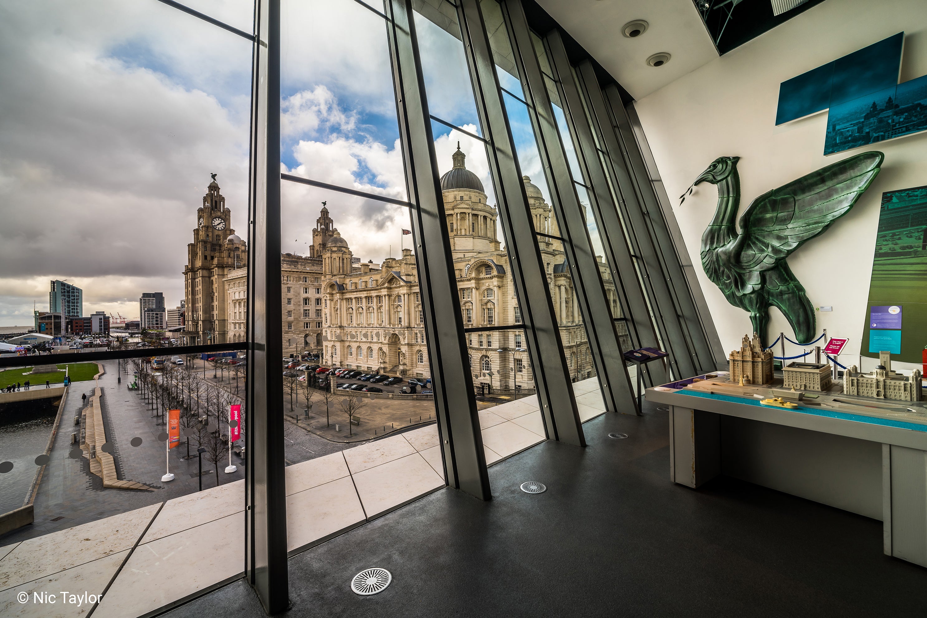 View of city through window