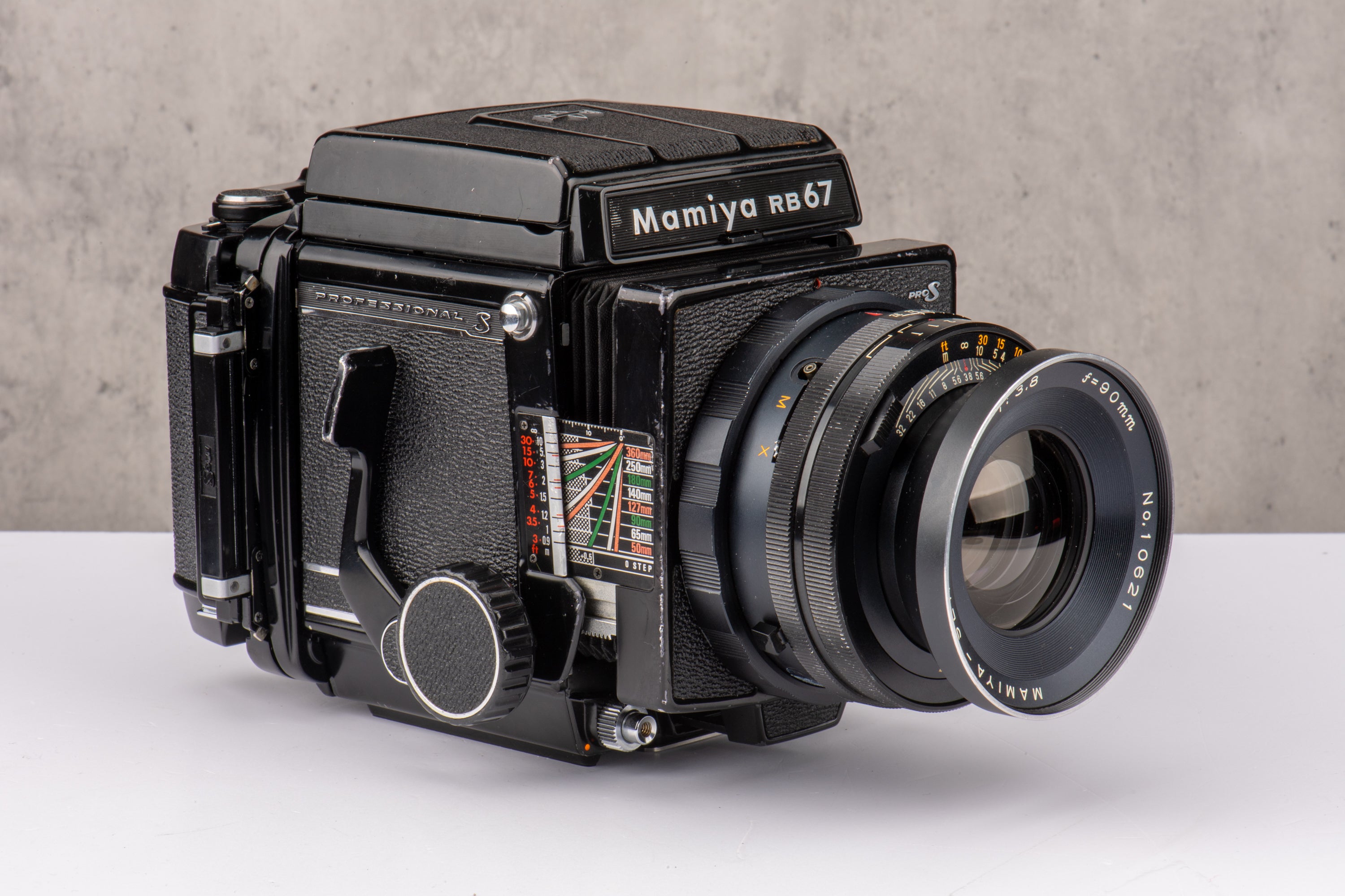 Mamiya RB67 Pro S w/ 90mm f/3.8, 120 Back, WLF