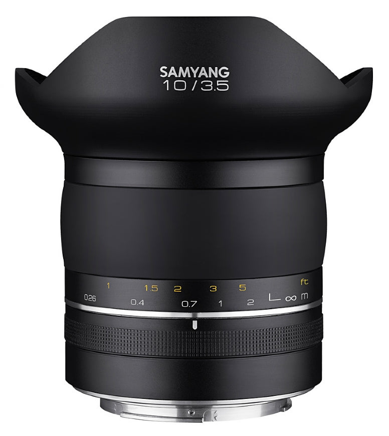 Samyang XP 10mm F3.5 Lens for NIKON F - upright side view 