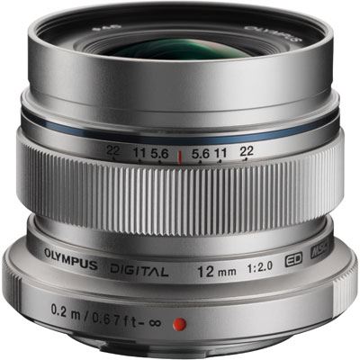Olympus M.ZUIKO DIGITAL ED 12mm 1:2.0 - silver - side view