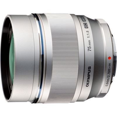 Olympus M.ZUIKO DIGITAL ED 75mm 1:1.8 - silver - side view 