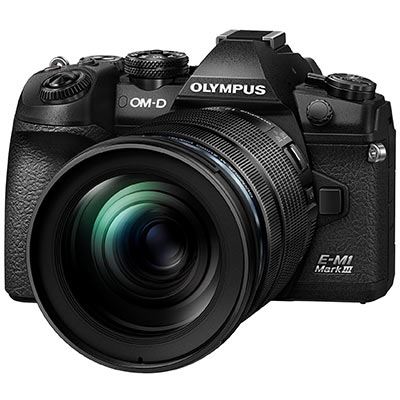 Olympus OM-D E-M1 Mark III Digital Camera with 12-100mm PRO Lens - front view