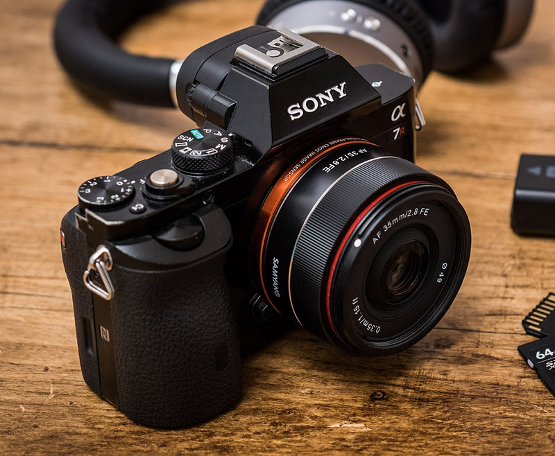 Samyang AF 35mm F2.8 SONY FE Lens shown on Sony Camera
