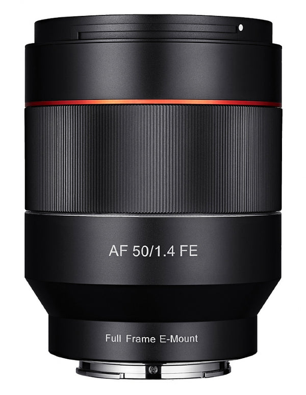 Samyang AF 50mm F1.4 SONY FE Lens - side upright view