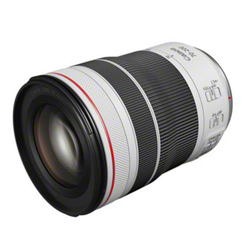 Canon RF 70-200mm F4L IS USM lens side and front view