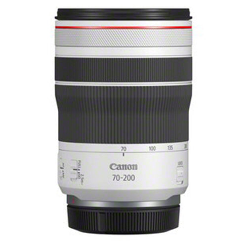 Canon RF 70-200mm F4L IS USM lens side view upright
