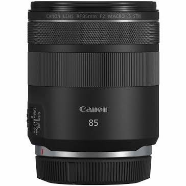 Canon RF 85mm f2 IS Macro STM Lens upright view 3
