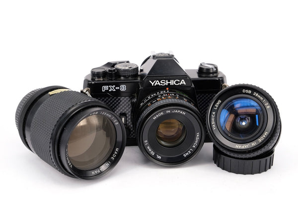 Used Yashica FX-3 + 3 Lenses 35mm SLR Kit