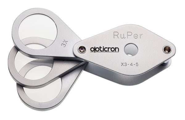 Opticron Folding Metal Loupe Magnifier 3x, 4x, 5x 20mm triple
