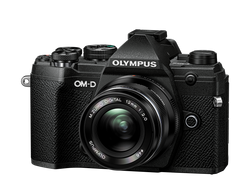 OLYMPUS OM-D E-M5 MARK III DIGITAL CAMERA WITH 12-200MM PRO LENS - black - front view 