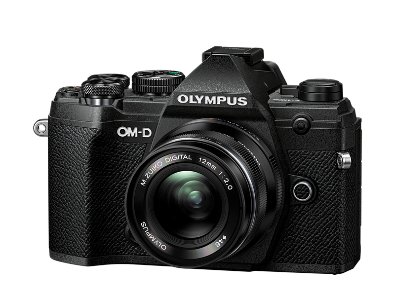 OLYMPUS OM-D E-M5 MARK III DIGITAL CAMERA WITH 12-200MM PRO LENS - black - front view 