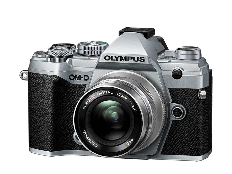 OLYMPUS OM-D E-M5 MARK III DIGITAL CAMERA WITH 12-200MM PRO LENS - silver and black - front view 