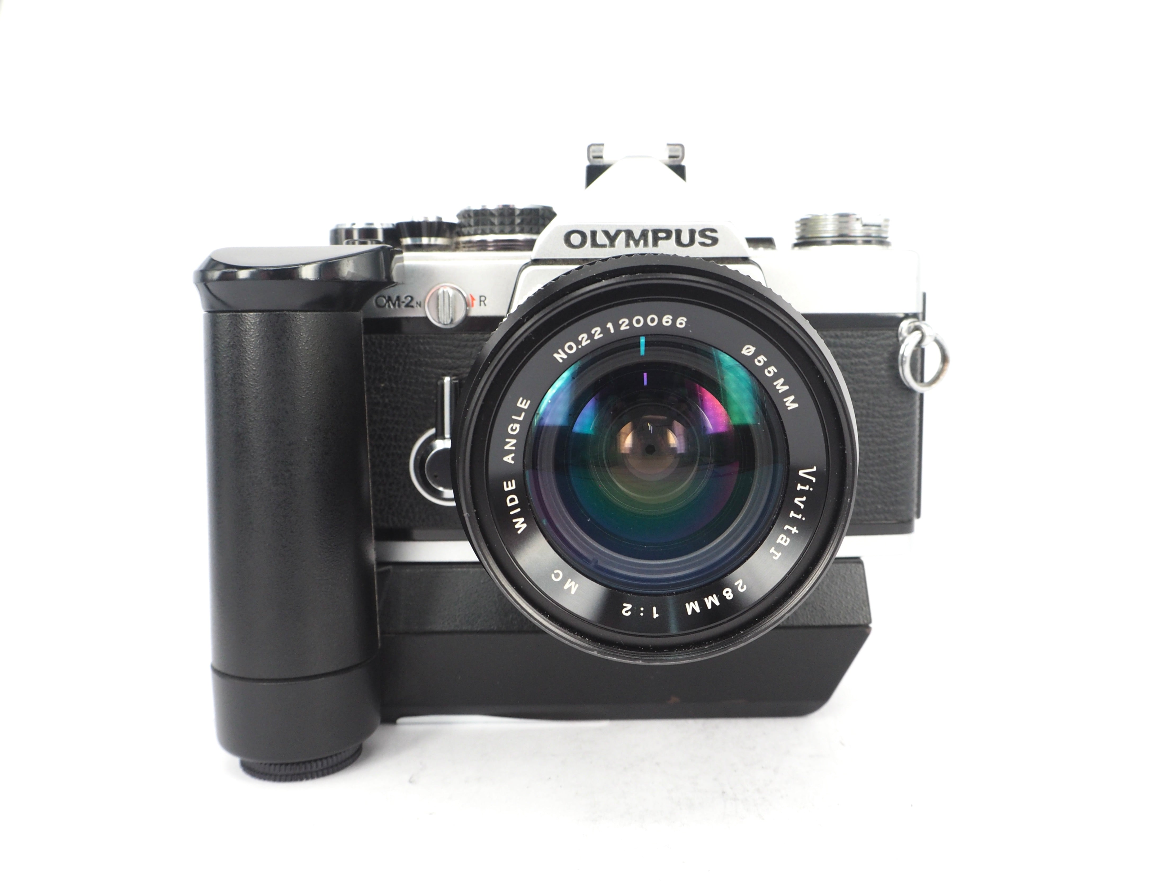Used Olympus OM2n + Vivitar 28mm 50mm f2.8 35mm SLR Camera