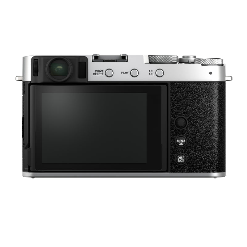 Fujifilm X-E4 Mirrorless Camera Body - back view in black and silver