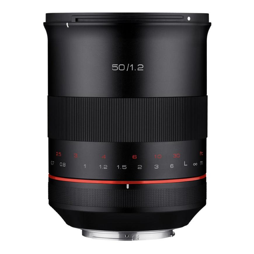 Samyang XP 50mm F1.2 lens for Canon EF - side view 