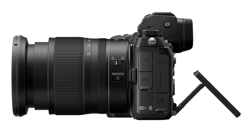 Nikon Z6 II Camera with 24-70mm f/4 Lens - side view with screen extended