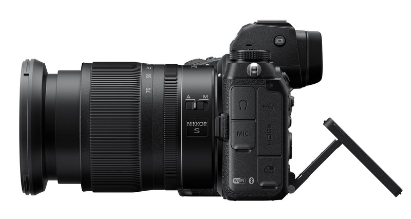 Nikon Z7 II Camera with 24-70mm f/4 Lens - side view with screen extended